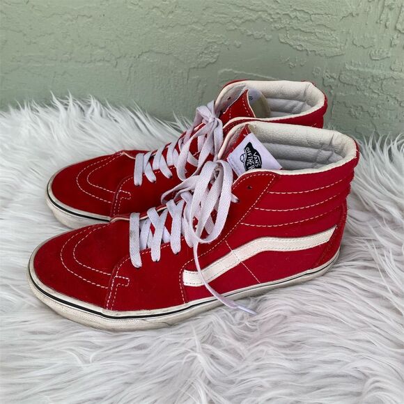 Vans Sk8-Hi Red High Top Sneakers Unisex Size 7.5 Athletic Shoes - Picture 1 of 13